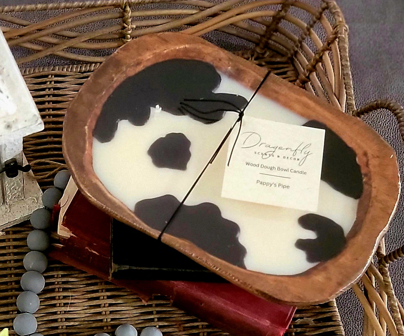 Cow Print Dough Bowl Candle